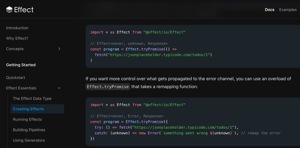 schickling's tweet image. I've mentioned @EffectTS_ a lot over the past 2 years but there weren't any resources / docs available. Until now.
Effect now has pretty comprehensive docs and just today @ethanniser has created a fantastic 9min intro video. 💯
Intro: youtube.com/watch?v=SloZE4…