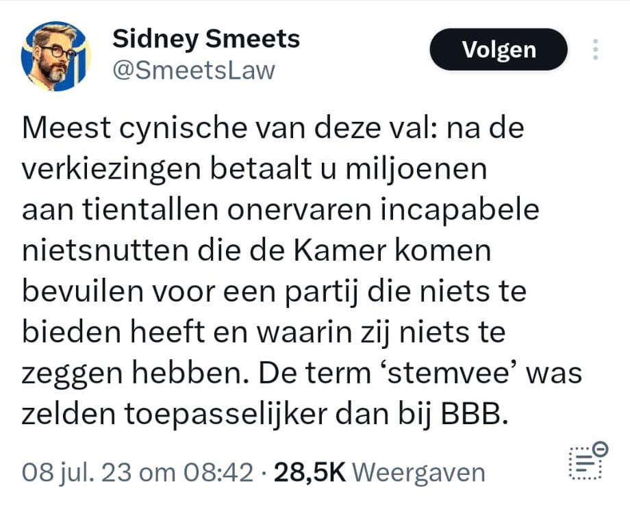 Mooi dat D66 onze campagne al is begonnen. Skeelt weer een paar cent’n veur ons.