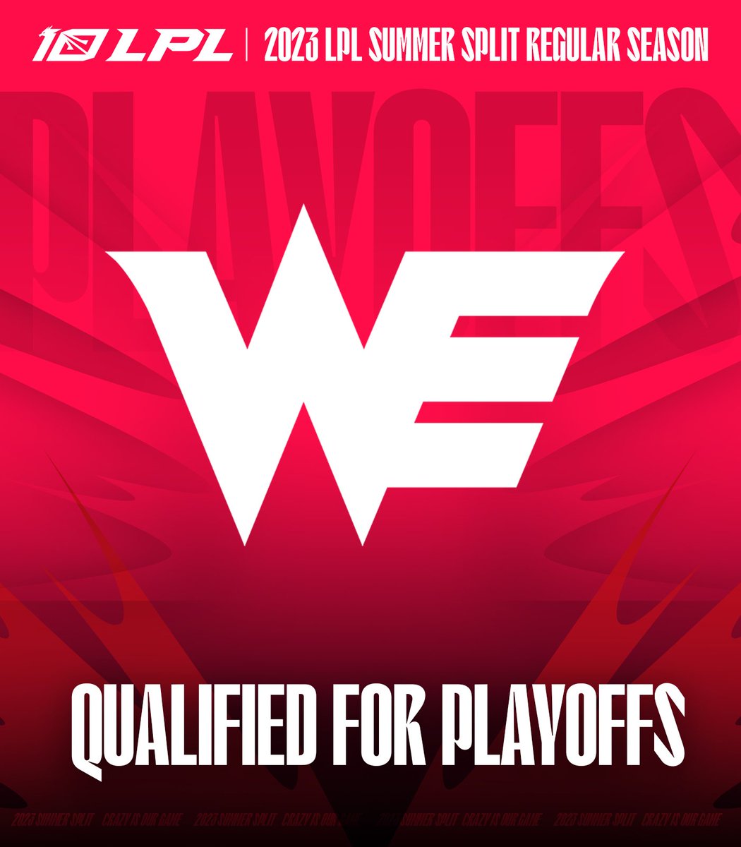 With that win @TeamWE lock 🔒 their spot in the 2023 #LPL Summer Playoffs