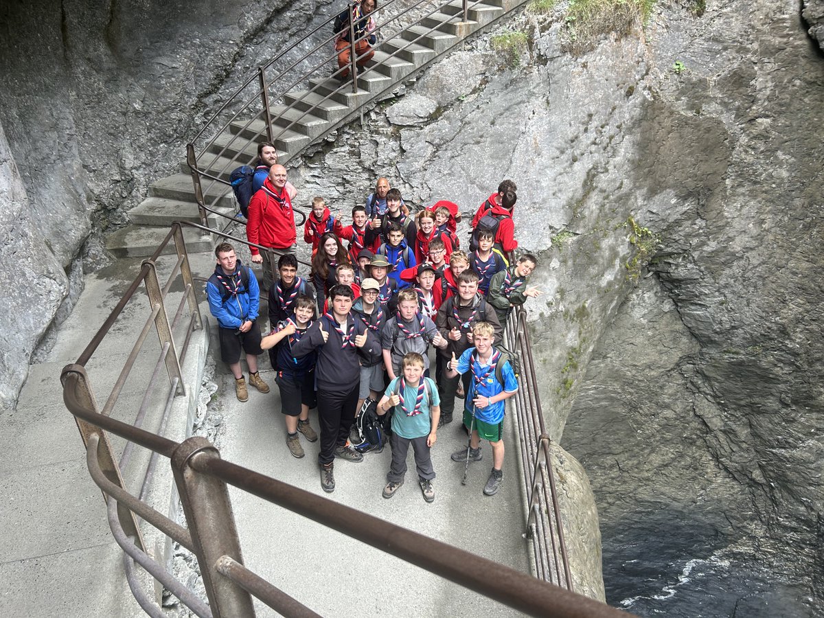 FMHscouts's tweet photo. Today the scouts visited Trummelbach falls, we explored inside the caves and got a little soaked from the fast flowing glacier water. 🌊 #KISC #114ontour #Adventure https://t.co/wkZgCkScFE