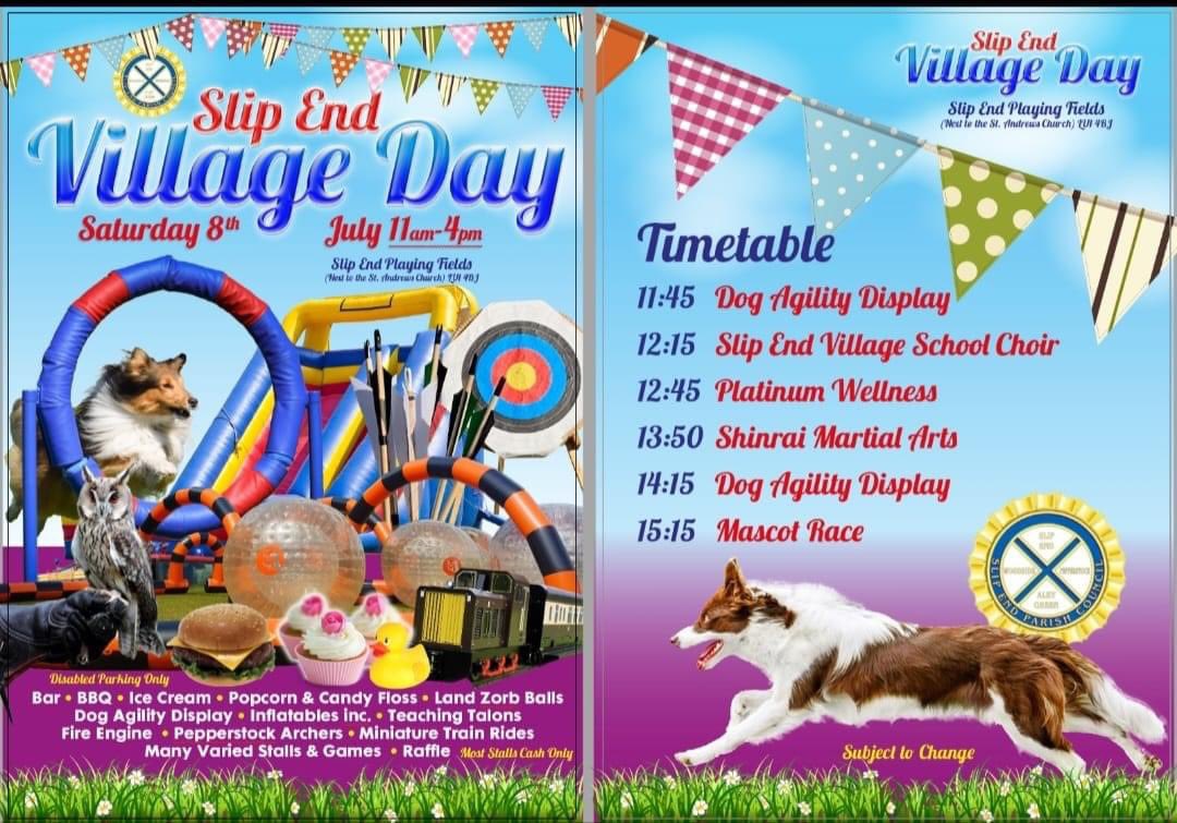 We are at the Slip End Village day until 4pm. Come down and say hi!!! We have reptiles and invertebrates with us today. Also, first time booking for Russ &amp; Yaz together- new dream team?! See last pic for full details! Huge thanks to Russ for being emergency cover today!