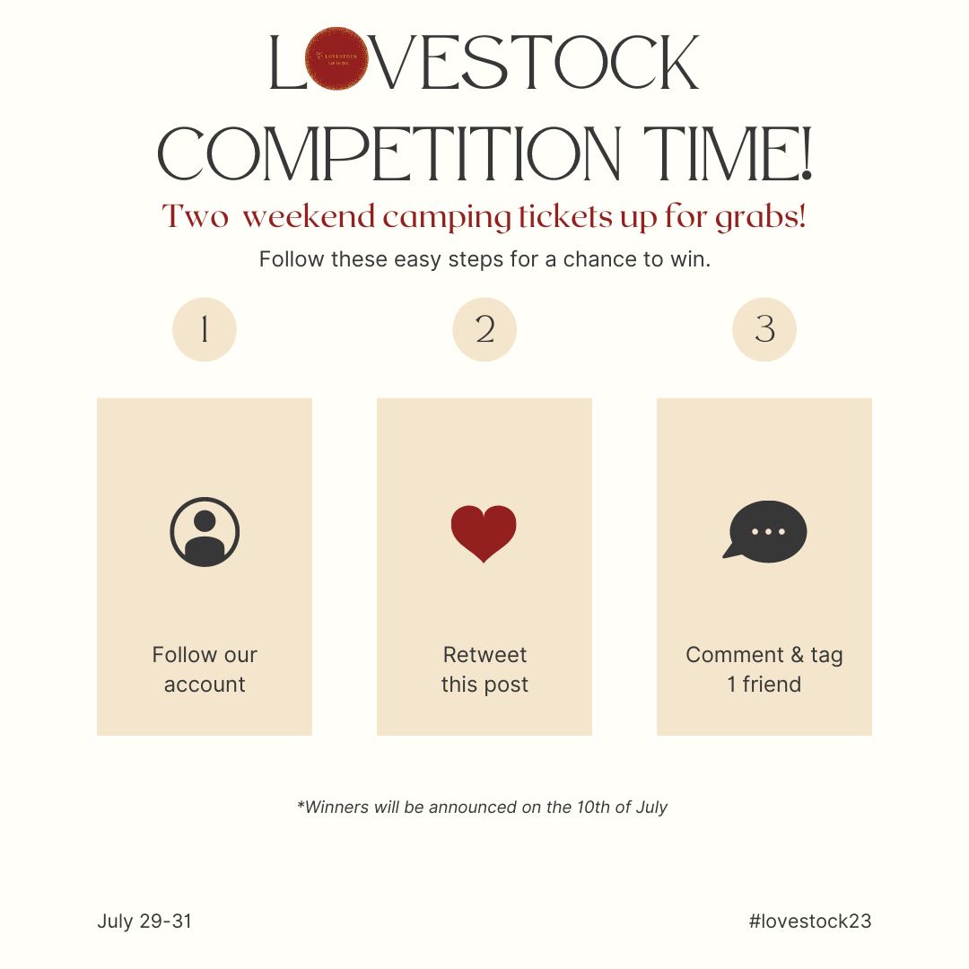 COMPETITION TIME!! 
EXCLUSIVE TO TWITTER.

#lovestock23 are giving away 2 weekend tickets to one lucky twitter user🥳

All you have to do is follow our account, retweet the competition post commenting #lovestock23, and tag a pal. It's that easy!

See below for closing date.