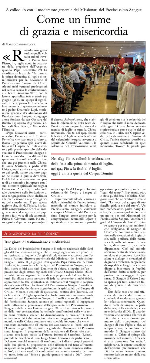 marco_lmb91's tweet image. Su @oss_romano
"𝘾𝙤𝙢𝙚 𝙪𝙣 𝙛𝙞𝙪𝙢𝙚 𝙙𝙞 𝙜𝙧𝙖𝙯𝙞𝙖 𝙚 𝙢𝙞𝙨𝙚𝙧𝙞𝙘𝙤𝙧𝙙𝙞𝙖" 
A #colloquio con il #moderatoregenerale e con il #direttoreprovinciale della Congregazione dei Missionari del Preziosissimo Sangue.
#luglio #PreziosissimoSangue
