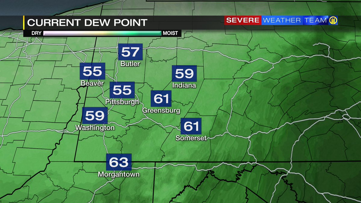 A nice break from the humidity this morning with dew points back in the 50s.

Won't last long though with humidity and a few storms moving back in this evening. Live on <a href="/WPXI/">WPXI</a> with <a href="/AlyssaRaymond/">Alyssa Raymond</a> through 7a and then again 8:30-10a!