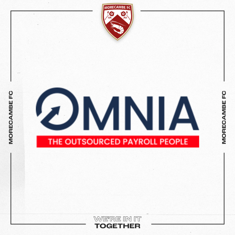 MorecambeFC's tweet photo. 🚨𝐎𝐌𝐍𝐈𝐀 𝐱 𝐌𝐎𝐑𝐄𝐂𝐀𝐌𝐁𝐄 𝐅𝐂🚨

We are delighted to announce Omnia as our new front of shirt sponsor! 

Welcome to the MFC family Omnia 👋

#UTS🦐