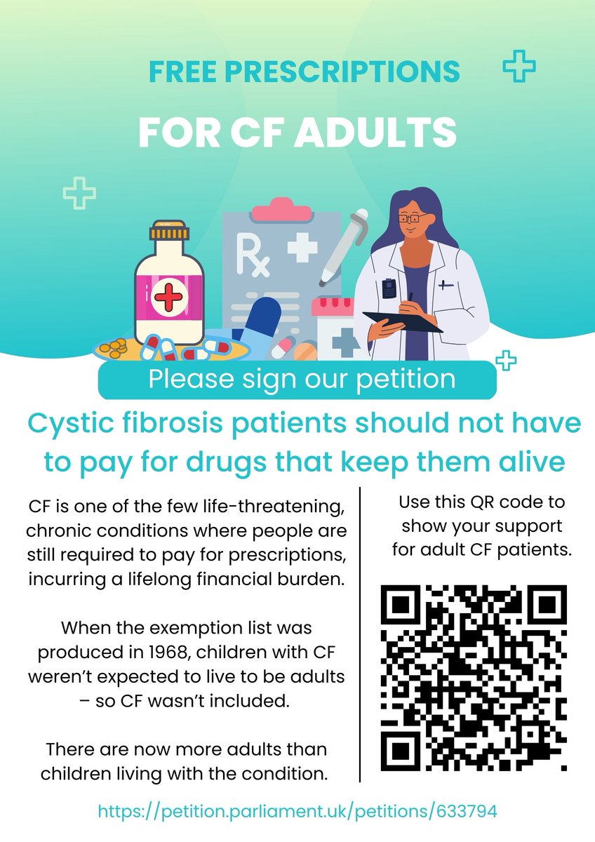 strawfie's tweet photo. Please sign petition, print out poster and display in hospitals.

Ask everyone to sign the PETITION:
⬇️⬇️⬇️
https://t.co/YfoBOTdebZ

Free prescriptions for all cystic fibrosis (CF) patients

#cysticfibrosis #breathe #health #weekend #patients #family #lungs #cfawareness #cfaware https://t.co/X6CQsP2IdB