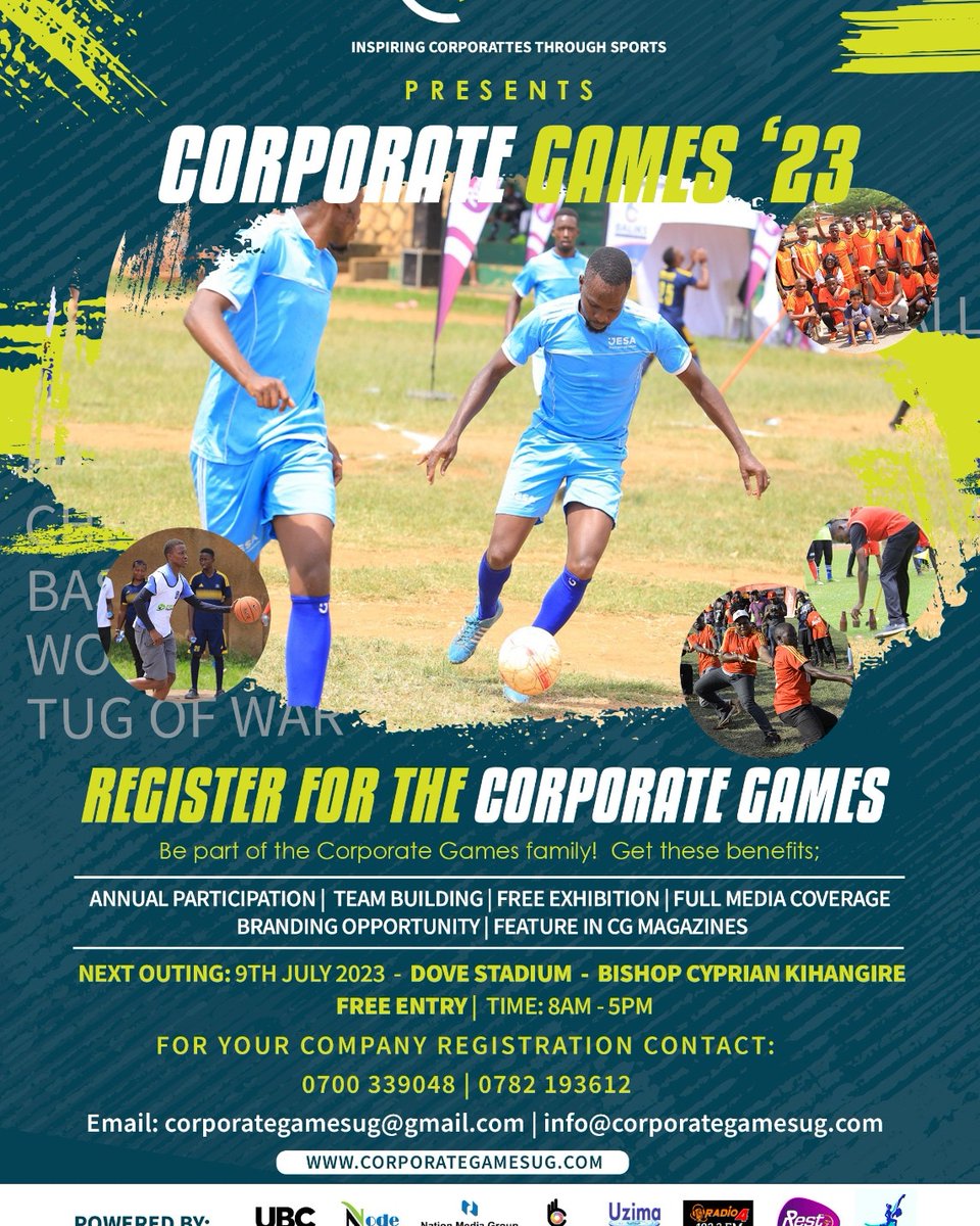 Tomorrow we meet at Dove Stadium at Bishop Cyprian Kihangire along Portbell Road 

Networking and fun all in one place

#CorporateGamesUg