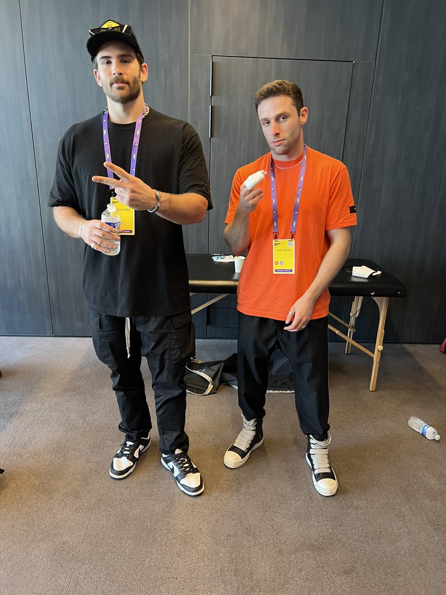 hasanthehun's tweet photo. we’re running late cus our go kart flipped and @MrAustinShow fell on me and possibly broke my rib. we will still do the meet and greet in a few https://t.co/4kM0wPKv0V