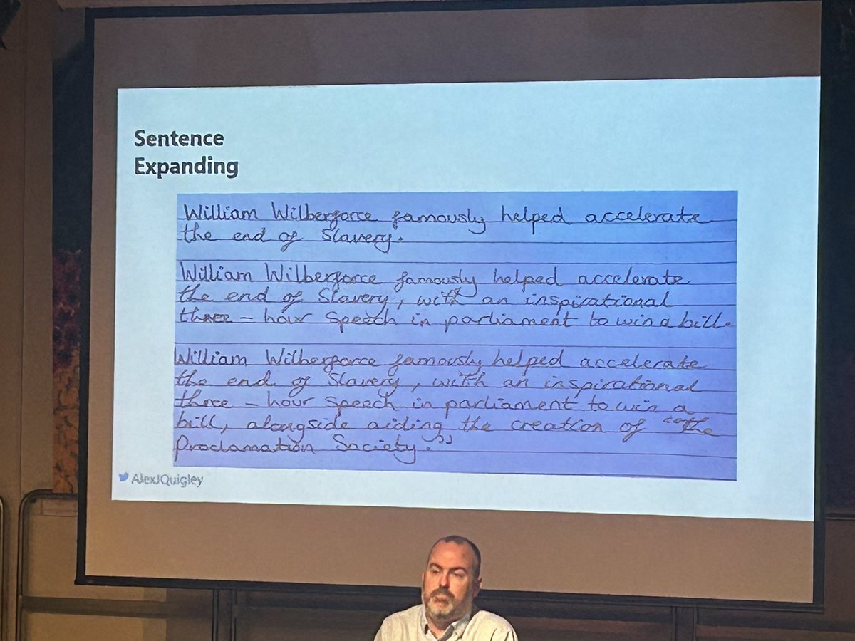 Kirsty B📖 (@_krogg) on Twitter photo ‘If they can’t change a sentence, they can’t change the world’
Brilliant input from <a href="/AlexJQuigley/">Alex Quigley</a> on the problem with writing. <a href="/researchEDChesh/">ResearchED Cheshire</a> ‘If they can’t change a sentence, they can’t change the world’
Brilliant input from <a href="/AlexJQuigley/">Alex Quigley</a> on the problem with writing. <a href="/researchEDChesh/">ResearchED Cheshire</a>