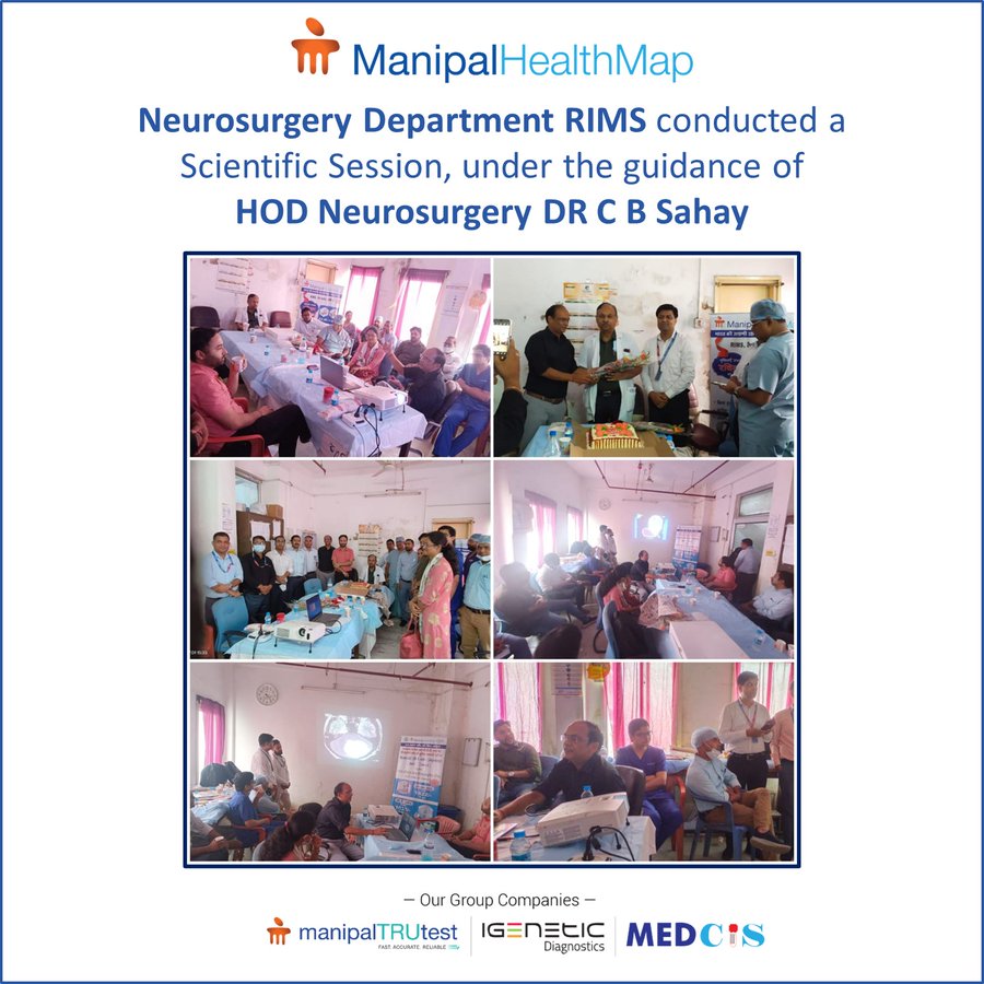 manipalTRUtest's tweet photo. #NeurosurgeryDepartment #RIMS conducted a #CMESession, under guidance of HOD #Neurosurgery Dr. CB Sahay Case presented by Senior Consultant #Radiologist Dr. Manoj Kr Singh from #ManipalHealthmap #RIMSHospital, #RANCHI / #ManipalTRUtest
#CME #TeamRIMS #Neuro #HealthcareHeroes https://t.co/7gF5AM2IYI