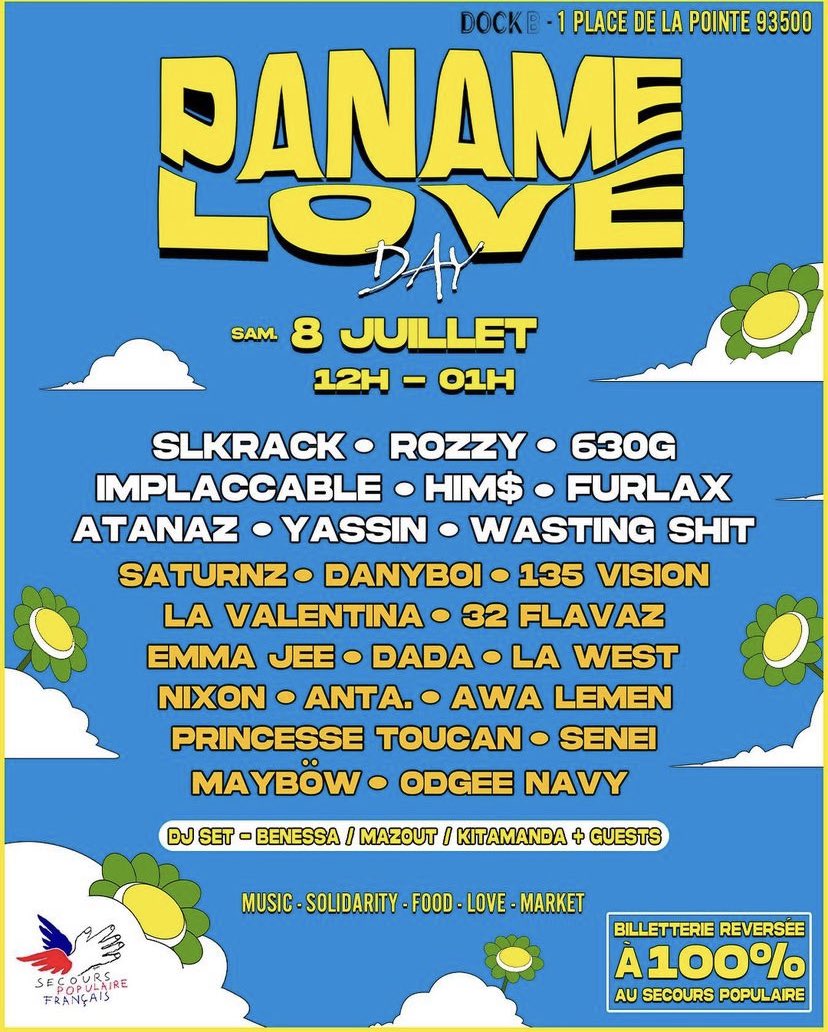 Ce soir 19h DON’T MISS <a href="/panamelovefest/">PANAME LOVE FESTIVAL</a> w/ <a href="/fencyyonline/">Fencyy</a> <a href="/333emotion/">𝟑𝟑𝟑Emotion</a> <a href="/belovlov/">Белов</a> @guapluluu 😤 <a href="/SecoursPop/">Secours populaire</a>