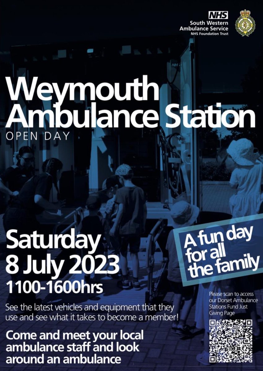 DocBike_Dorset's tweet photo. It’s Weymouth Ambulance Station open day!  Come along, learn CPR, check out a whole host of 999 vehicles and meet some amazing people! https://t.co/caakI23uWm