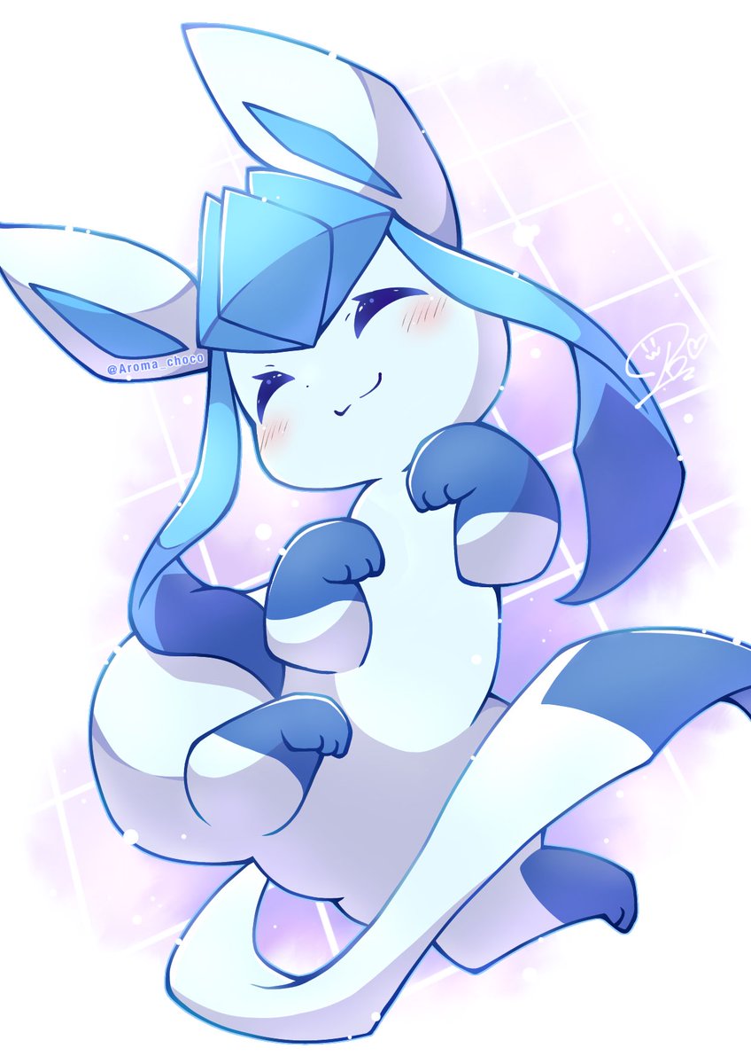 glaceon no humans pokemon (creature) solo closed eyes closed mouth blush smile  illustration images