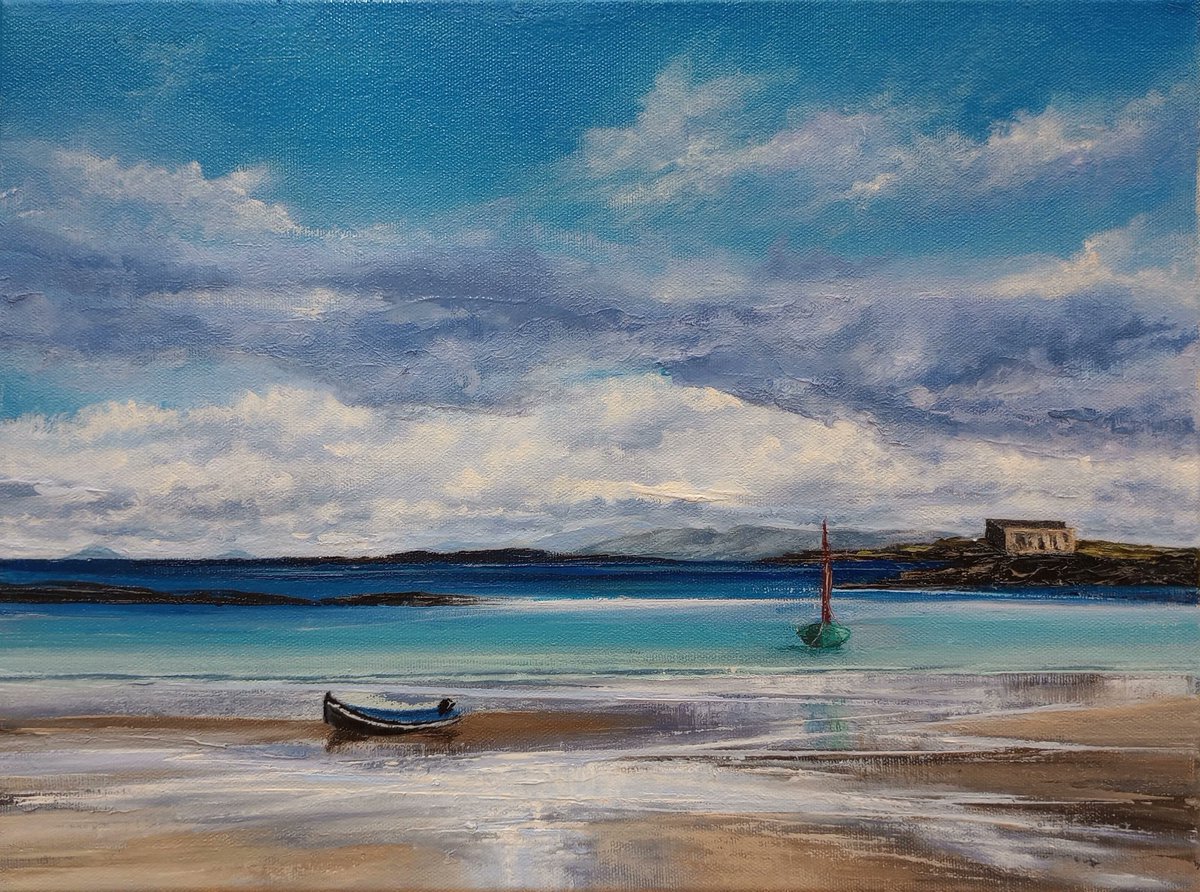Summer on Cloonamore Beach, East End, @visitnishbofin. Oil on Canvas, 12 x 16 inches. Heading off this week to @thelavellegallery # clifden #irishart #irish painting #irishartists #inishbofin #visitgalway #connemara #wildatlanticway