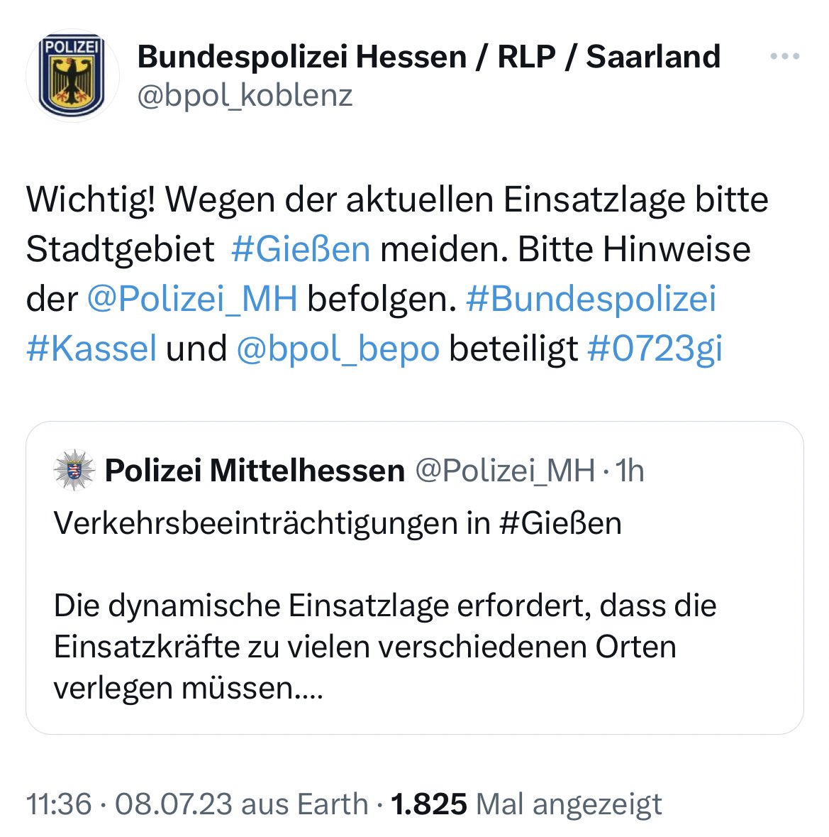 Unfassbar: erst behauptet #Polizei #Mittelhessen, Meldungen über Gefahren am Wochenende wegen #Eritrea-Festival in #Gießen sei Falschmeldung. Heute fordern sie Bürger auf, wegen massiver Ausschreitungen Stadt zu meiden. Und dass Gewalt-Aufrufe bekannt waren! #Giessen #Eritrean