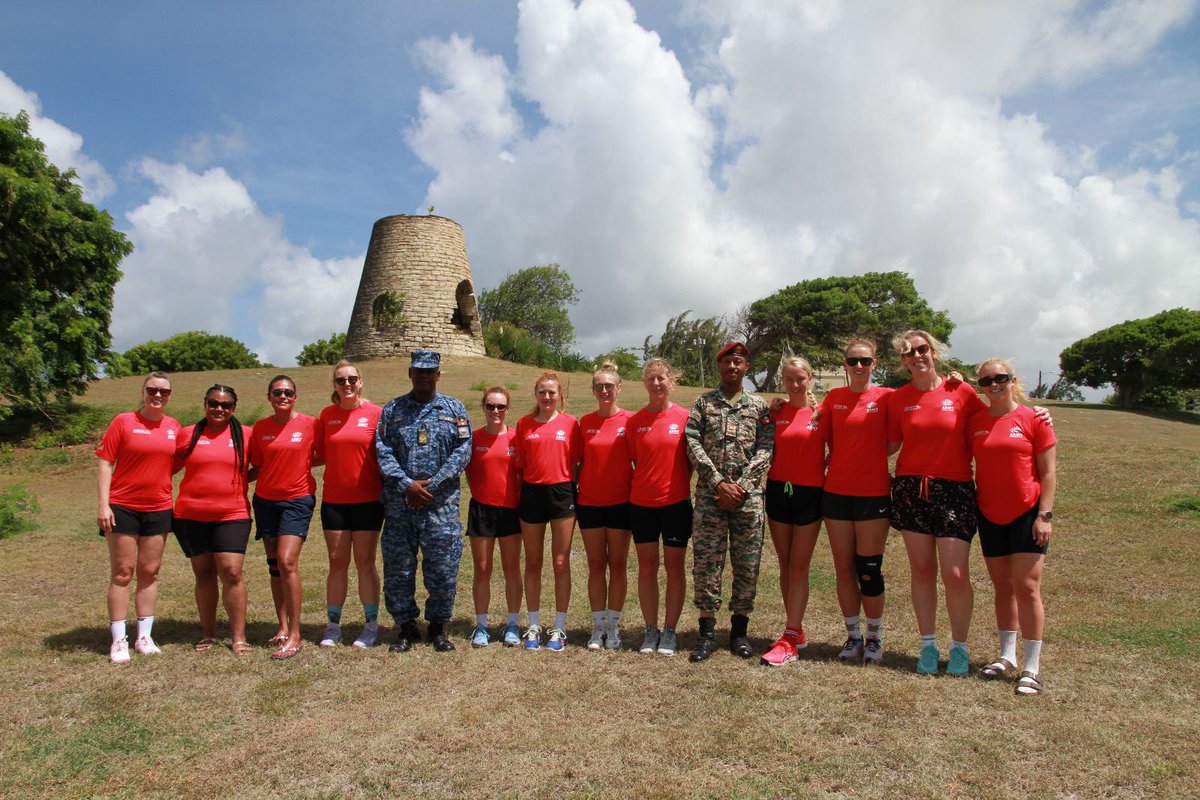 netball_ams's tweet photo. AMS Netball team met the Antigua&amp;Barbuda Defence force , great to learn about their military life and discuss British Army Life and see the differences and similarities amongst both Armed Forces thank you for being welcoming and showing us around @ArmySportsLTRY @ArmyMedServices https://t.co/L9Eh13A6Dj