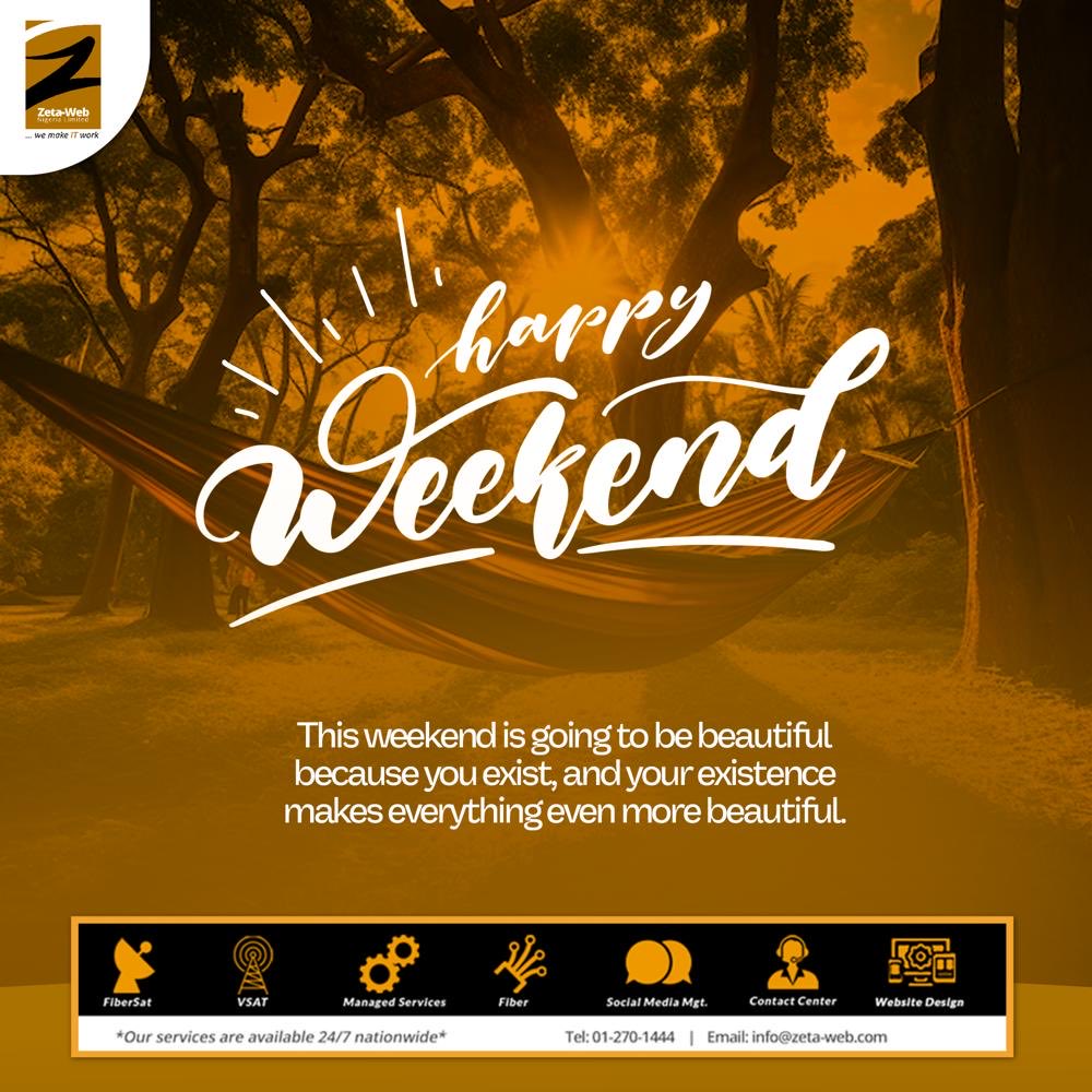 zetawebnigeria's tweet photo. I hope this weekend treats you amazingly well and you get to make more happy memories.๐๐ค
#TGIF #friyay #endoftheweek #chill #funvibes #funzone #weekendvibes #endoftheweek #connectonline #havefun #staysafe #moviesdate #boomshakalaka #unwind #relax #protectyourself #fun #games https://t.co/1RZvz1had9