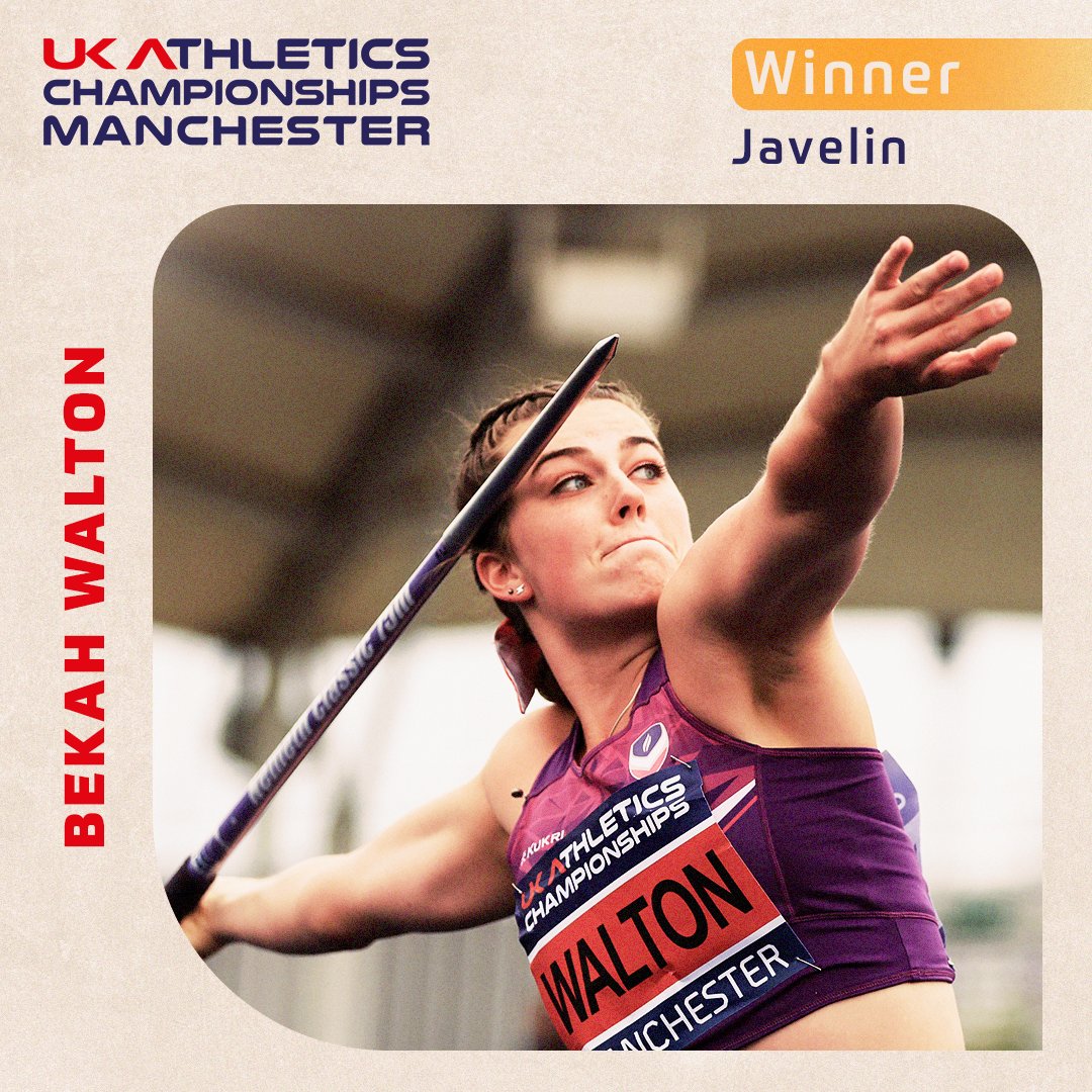 THREEPEAT for <a href="/bekah_walton/">Bekah Walton</a> 🌟🌟🌟

Bekah's fine form continues with 58.19m - her second-best ever - for a third straight title!

#UKChampsManchester