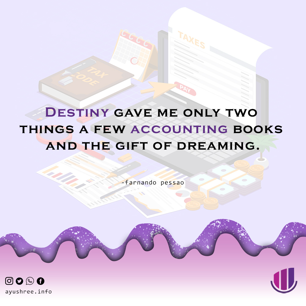 ayushreeservice's tweet photo. Destiny gave me only two things a few Accounting books and the gift of dreaming.
#twitter #accounting #accountingservices #smallbusinessaccounting https://t.co/6CDpLsqhFa
