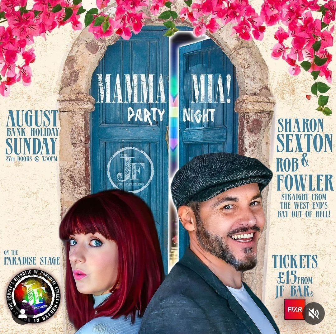 🌟 New Gig Alert 🌟
27th August <a href="/JollyFarmersOxf/">Jolly Farmers Oxford</a> <a href="/SharonSextonIRE/">Sharon Sexton</a> <a href="/RealRobFowler/">R O B • F O W L E R</a> fixr.co/event/mama-mia…