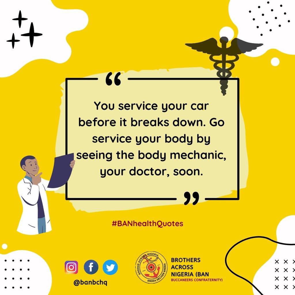 banbchq's tweet photo. Once in a while, it’s essential that we are reminded on how important and paramount our health is. 

A wise man once said:“If you have good health, you have everything.”  

A lot of us take our health and wellbeing for granted until we fall ill, then we can’t do anything until we recover and regain our health and strength. 

Remember: ‘if you do not make time for your wellness, you will be forced to make time for your illness’.