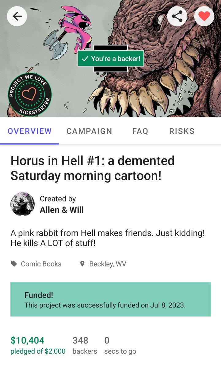 Shout out to all of you! You guys helped us make this happen! Congrats to @chapsoffury and the team on one he'll of a successful kickstarter campaign for 'Horus In Hell'
#HorusInHell #TopHatStudios #NerdInitiative #CreateWithoutFear #IndieComics #ComicBooks