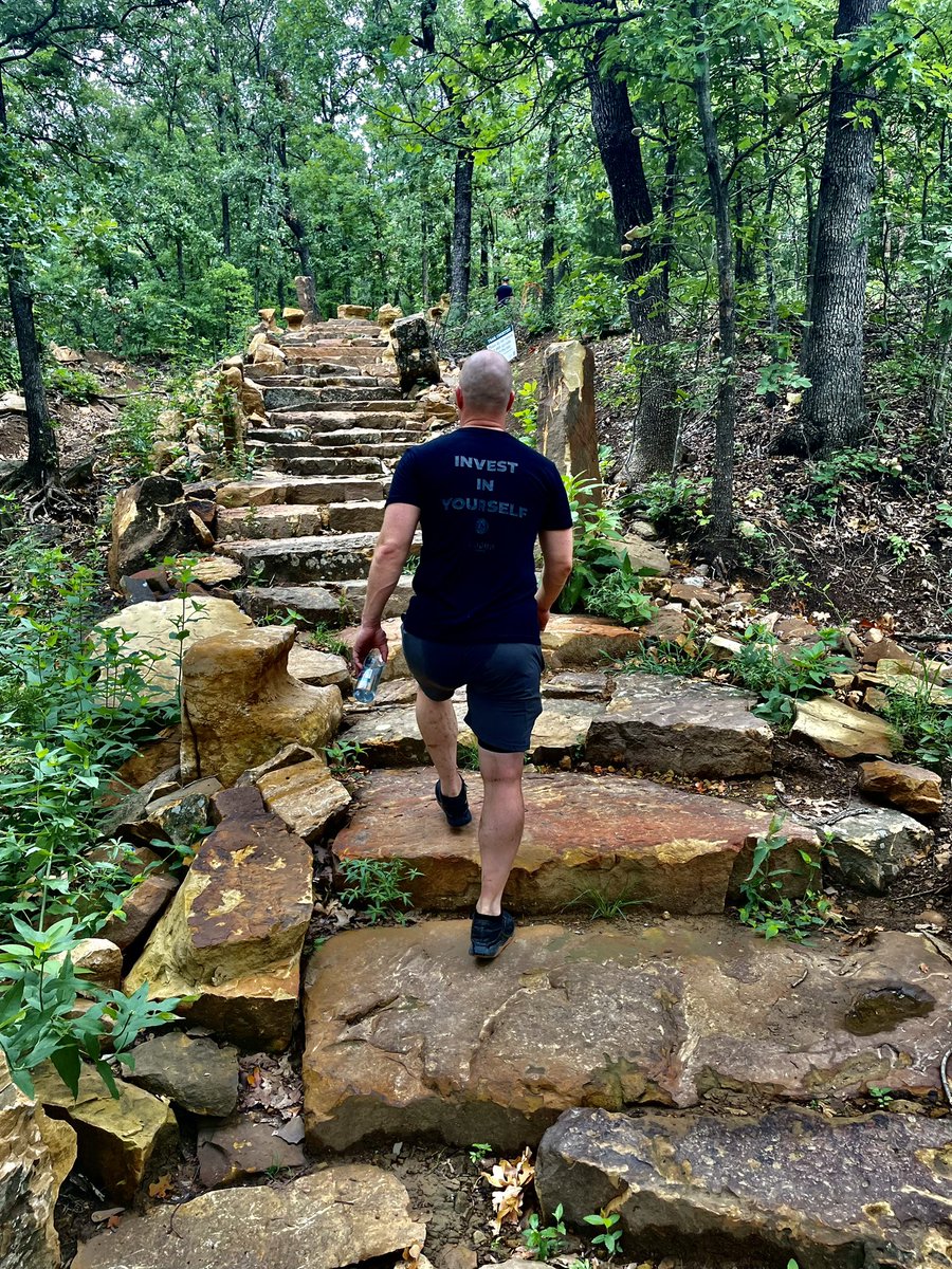 TurkeyMTN's tweet photo. Have you hiked The Flight at Turkey Mtn? It’s Oklahomas Largest Natural Stone Staircase measuring almost 10 stories tall with 120+ sandstone stairs. All the rock came from Turkey to give it the feel that’s it just has always been there. https://t.co/d6G3o8gMt7
