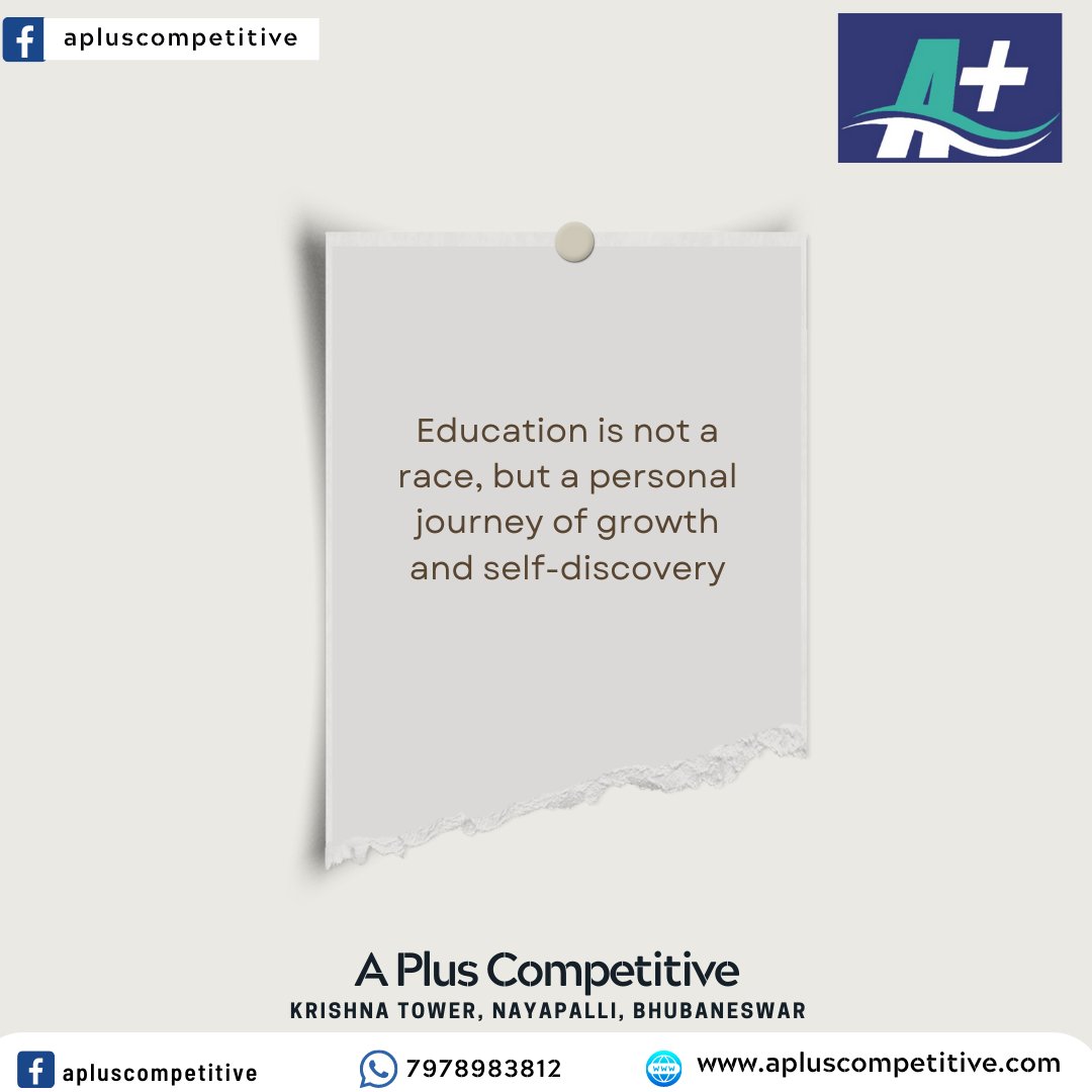 Education is not a race but a personal journey of growth and self-discovery.
A Plus Competitive
#PersonalGrowth #LearnAtYourOwnPace #AplusCompetitive #coachingCentre