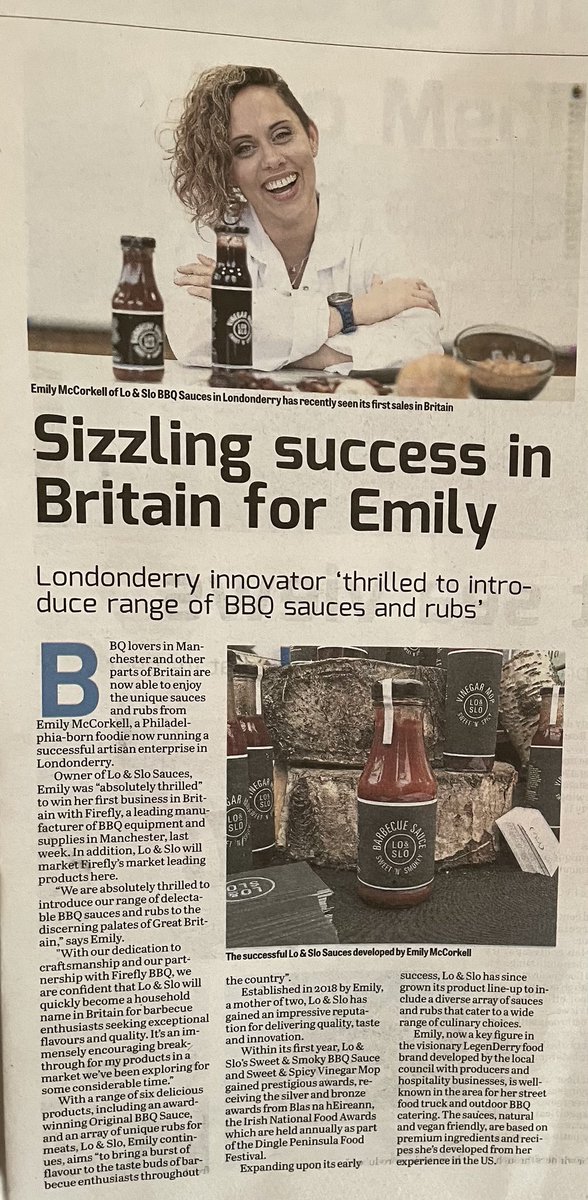 ⁦<a href="/News_Letter/">Belfast News Letter</a>⁩ Food Emily McCorkill ⁦<a href="/LoAndSloBBQ/">emily joy marschall</a>⁩ talks to me about her new sales in Britain #lovelocalsuccess