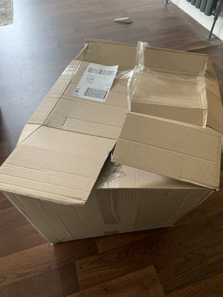 SarahPitht's tweet photo. Seriously unimpressed with @asda @Georgeatasda packaging &amp; home delivery. Box not sealed adequately; box crushed; contents unprotected against rain and the elements. #evri @AsdaServiceTeam @Georgeatasda 
Luckily the order has survived but thinking twice about future orders. https://t.co/VQ3QdWxwu6