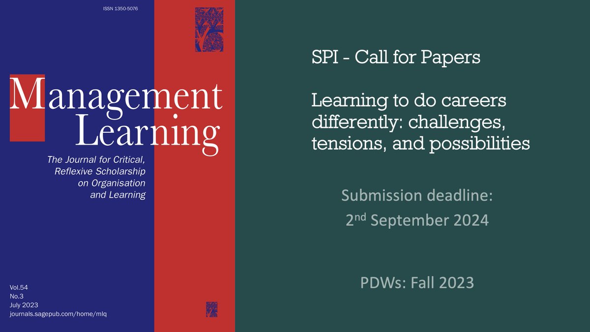 Management Learning special issue call for papers on #learning to do #careers differently coming soon 👇