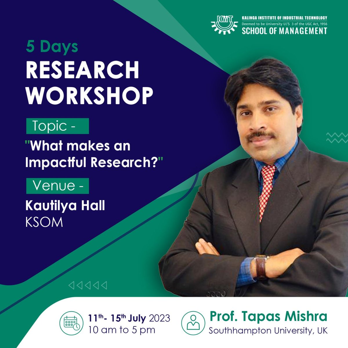 We want to share with you that KSOM extends a hearty welcome to Prof. Tapas Mishra, Southhampton University, UK, for the 5 Day Research Workshop.

#ksombbsr #ResearchWorkshop #kiit #research #workshop #students #university #southhamptonuniversity #unitedkingdom #bbsr #odisha