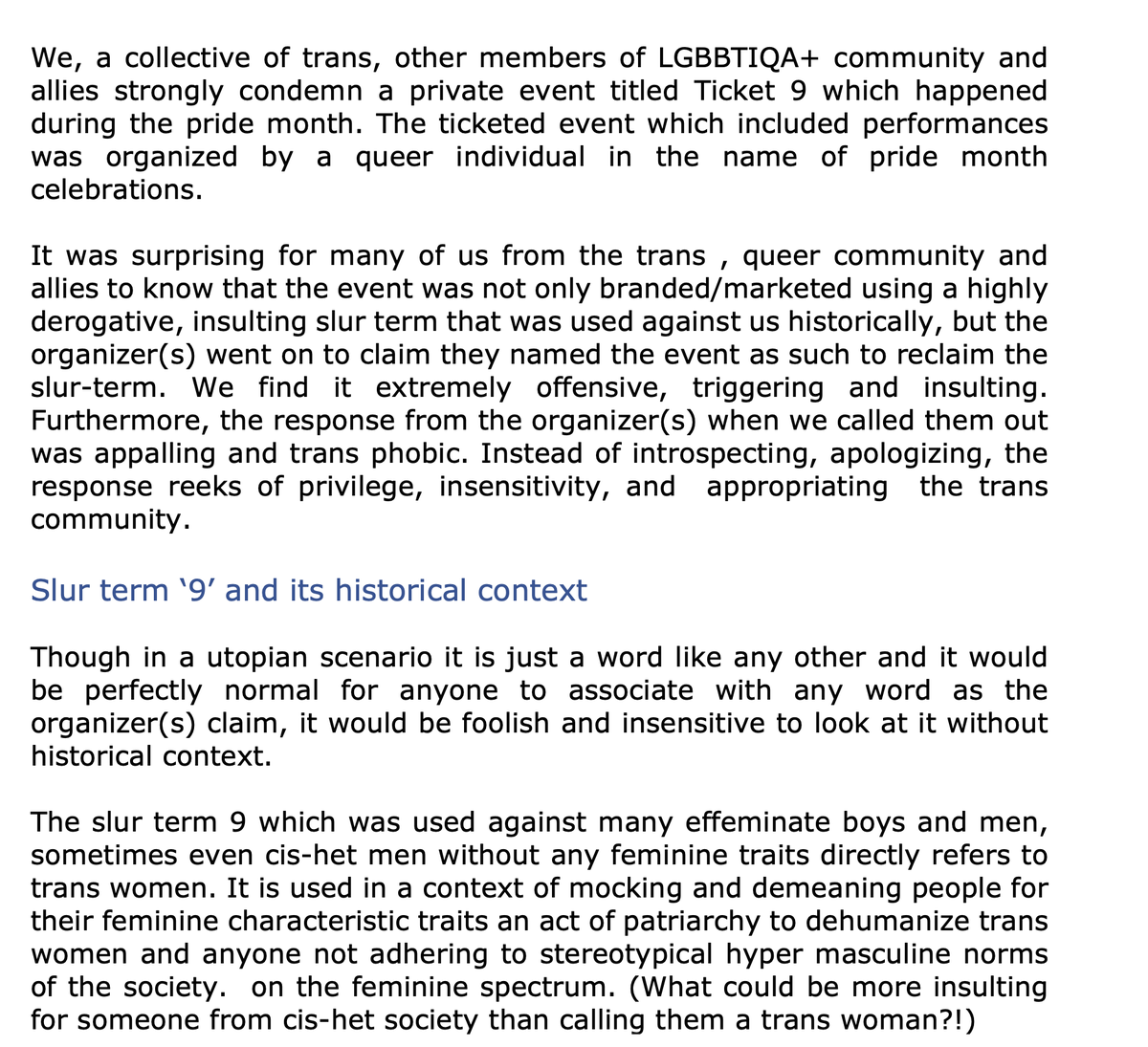 livingsmile's tweet photo. Our statement against Slur words and Ticket 9 bullshit show. please read it and if you agree feel free to show ur support. https://t.co/qE5znCVors