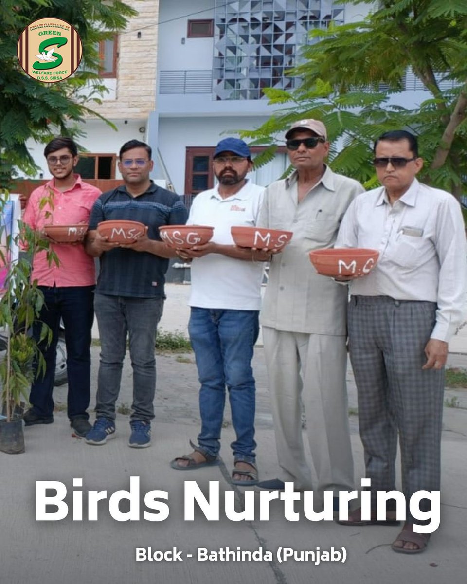 GreenSwelfares's tweet photo. In harmony with nature! Shah Satnam Ji Green 'S' Welfare Force Wing volunteers are leading by example, placing water and feed for birds🐦 and adding more greenery to the planet by planting trees🌳.  #PlantATree #FeedTheBirds #DeraSachaSauda https://t.co/bAvaVJaCmL