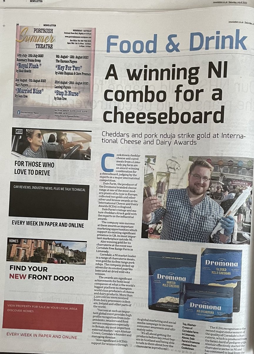 ⁦<a href="/News_Letter/">Belfast News Letter</a>⁩ Dale Farm and Corndale Charcuterie successes in International Cheese and Dairy Awards #lovelocalsuccess