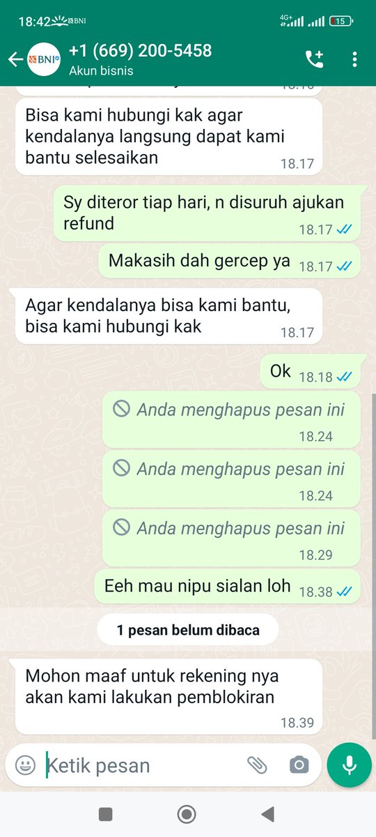 Wah parah nih ada yang ngaku2 pihak BNI n mau sedot saldo sy..
<a href="/BNICustomerCare/">CustomerCareBNI</a> <a href="/BNI/">PT Bank Negara Indonesia (Persero) Tbk.</a> hati2 ya gess.. hebatnya dia bs masuk ke sistem sms_nya BNI yah minta OTP lagi