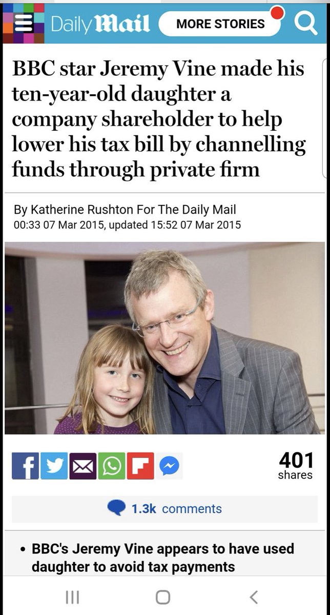 I was blocked by Jeremy Vine for reminding him that he was a tax dodger as evidenced in this news headline from 2015 👇 What a great role model he has been…not 👿