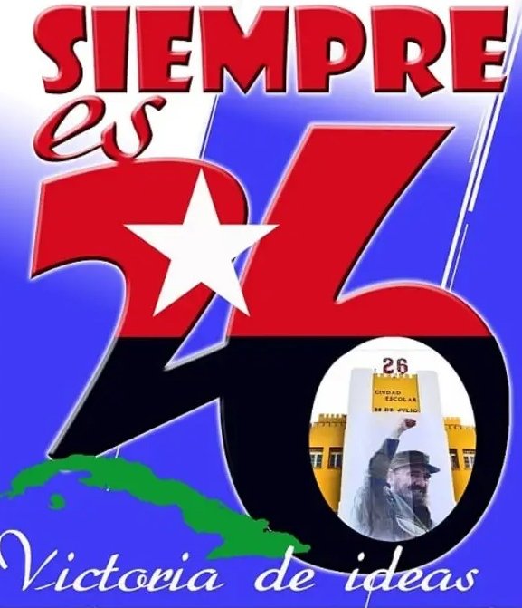 ⚫🔴Arriba SANTIAGO DE CUBA❗ ¿Qué mejor lugar que la tierra del Moncada? ▶️Vamos a festejar un 2️⃣6️⃣ 🇨🇺 con la alegría, el colorido y heroísmo que nos caracteriza. En ustedes estamos representados todos. ¡Aquí no se rinde nadie C...!🔁 #ConTodosLaVictoria #70Moncada