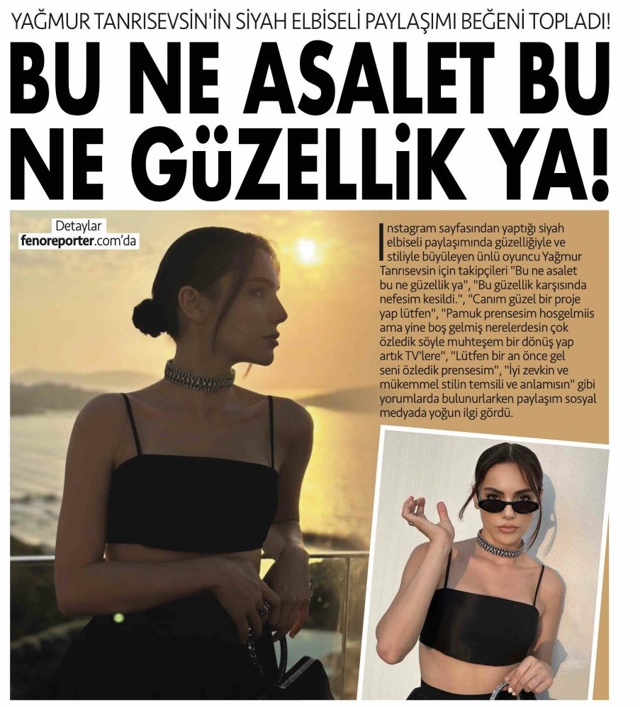 🗞️ ‘ Yağmur Tanrısevsin’in Siyah Elbise Paylaşımı Beğeni Topladı 🖤✨

 #FenoreporterWeekend bu hafta sonu yazmış olduğu yazıdan  #YağmurTanrısevsin ✨

@tanrisevsin