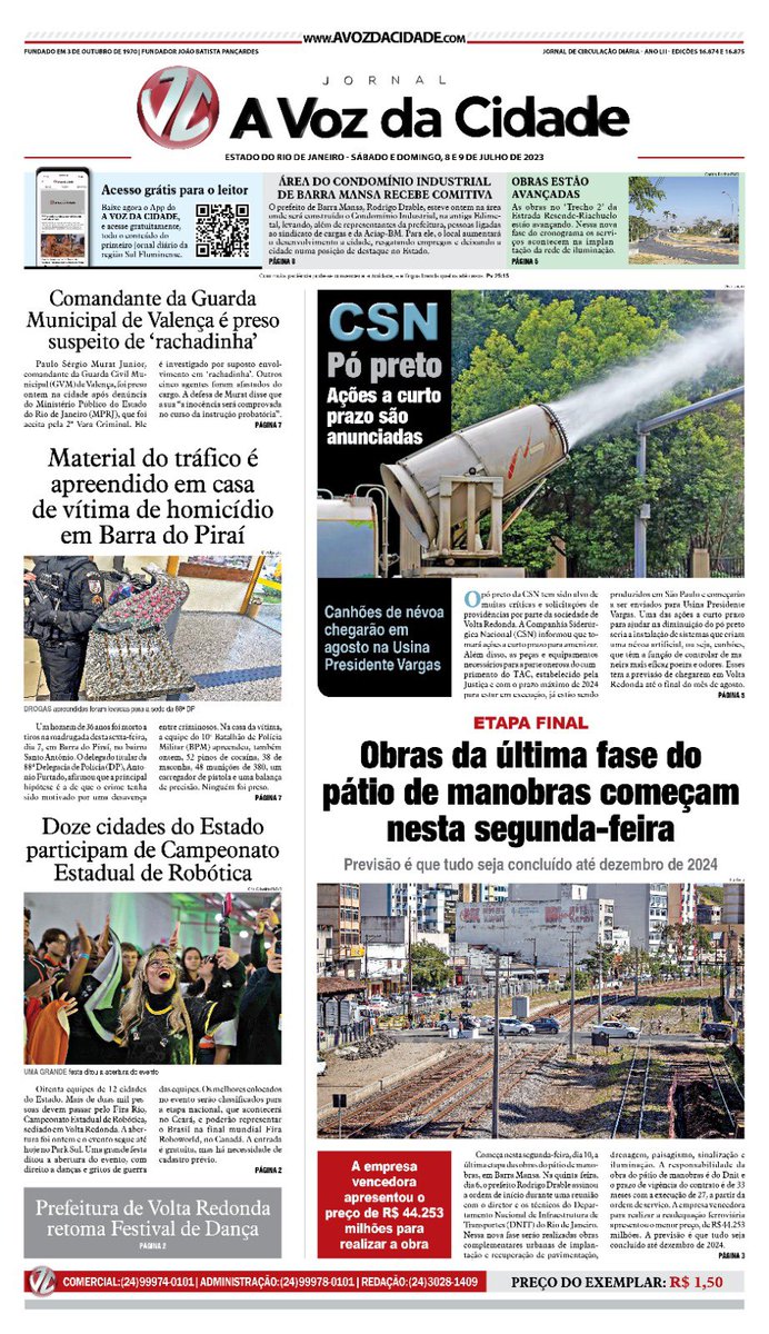 Esta é a edição do jornal 𝘼 𝙑𝙊𝙕 𝘿𝘼 𝘾𝙄𝘿𝘼𝘿𝙀 deste fim de semana. Acesse gratuitamente a versão on-line 👉🏽 👉🏽 bit.ly/46Gv9iE. 
Para mais notícias acesse o site do jornal 👉🏽 👉🏽 avozdacidade.com.
Boa leitura!