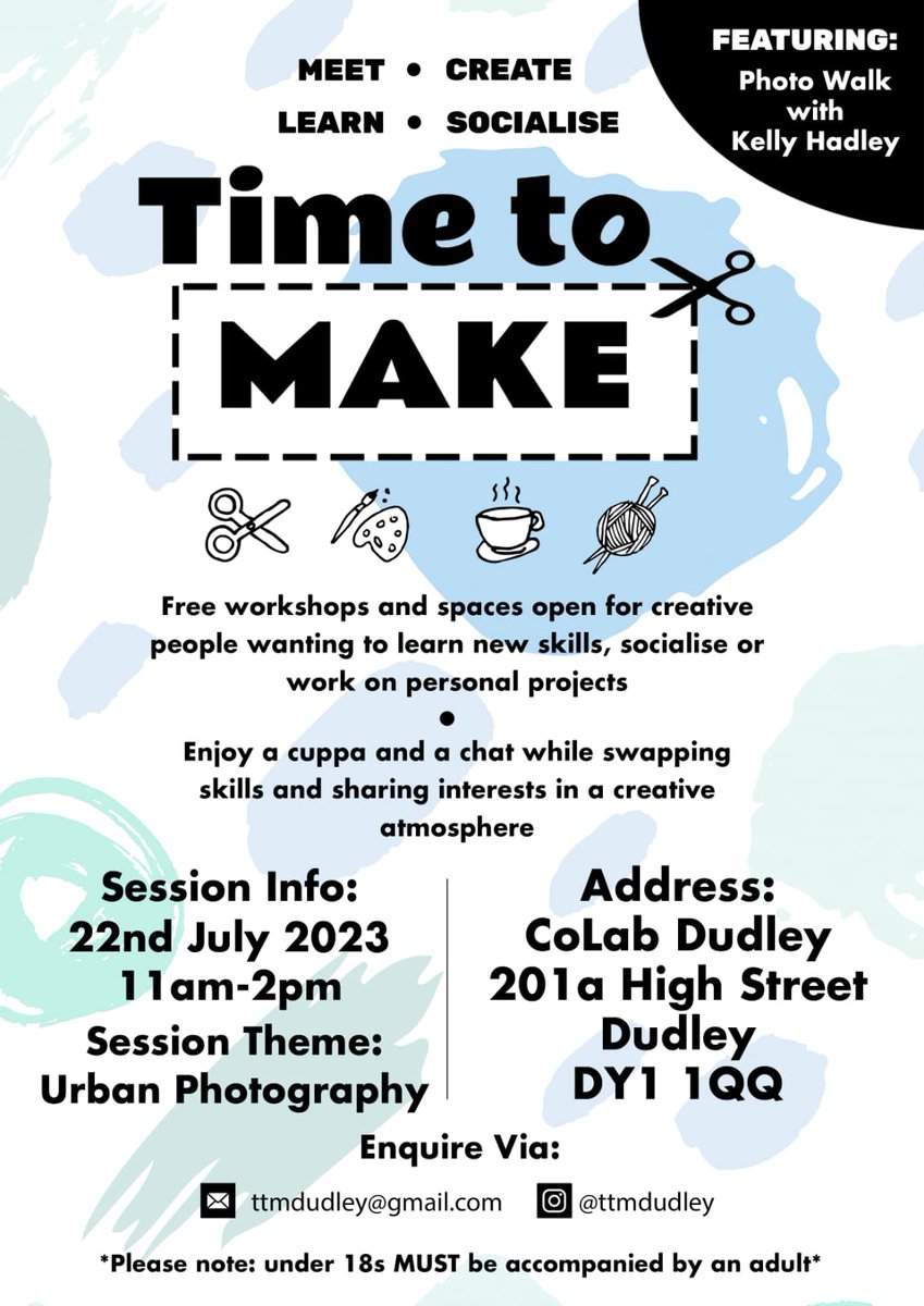 If you're in or around the Dudley area drop by to one of the free Time to Make creative workshops. Sessions are relaxed, all welcome, no experience or equipment needed. Instagram @ttmdudley to find out more 👋
#timetomake #createtogether #communityart #maketogether