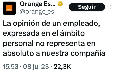 Idiazaquso's tweet photo. La opinión de quien marca la imagen de la Compañía no representa en absoluto a la Compañía.
@orange_es https://t.co/TQYVGPD2t7