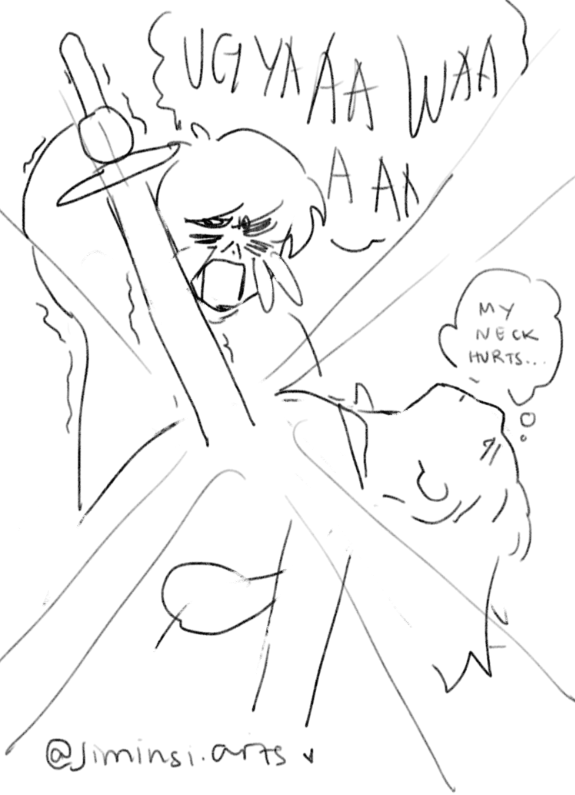 jiminsi_arts's tweet photo. BONUS: what actually happened (this is my first draft actually. it was a joke HAHA)

I was thinking about how that giant chopstick that pendrick gave would be used... I hope they go for a revolutionary girl utena moment bcus that would be so sex (i am getting my hopes up) https://t.co/83gAYtmtLC