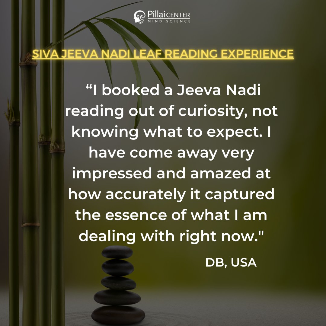 PillaiCenter's tweet image. To learn more about how you can sign up for Siva Jeeva Nadi leaf readings, which are personal readings to illuminate your path to self-discovery and higher understanding, visit academy.pillaicenter.com/specials/jeeva…

#Nadi #VedicAstrology #Testimonial #PillaiCenter #Experience