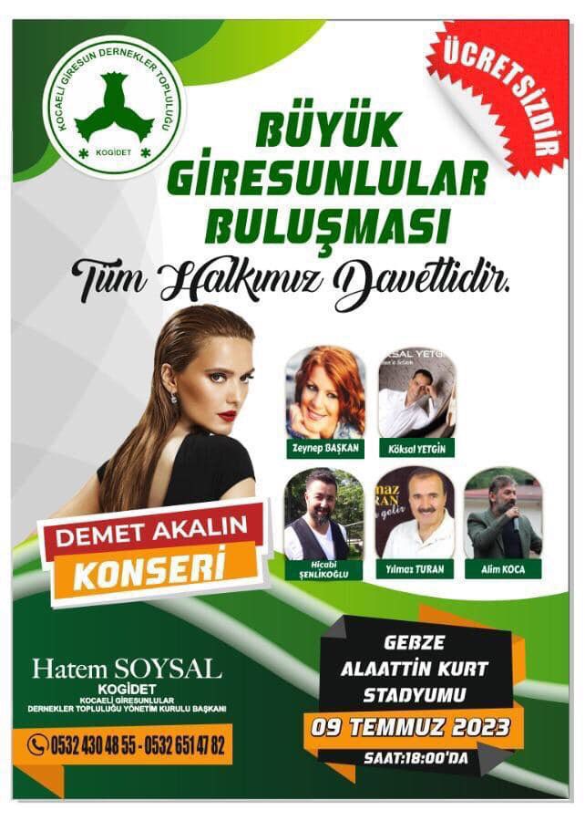 Geleneksel Birlik ve Beraberlik şölenimize tüm hakımız davetlidir .
9 Tammuz 2023 Pazar günü Gebze Stadındayız.