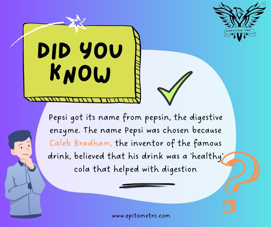 epitometrc's tweet photo. Did You Know?🤔
#DidYouKnow #Pepsi #Cola #DigestionBoost #Refreshing #History #HealthyDrink #TasteTheLegacy #epitometrc https://t.co/Xu3rcBqJc4