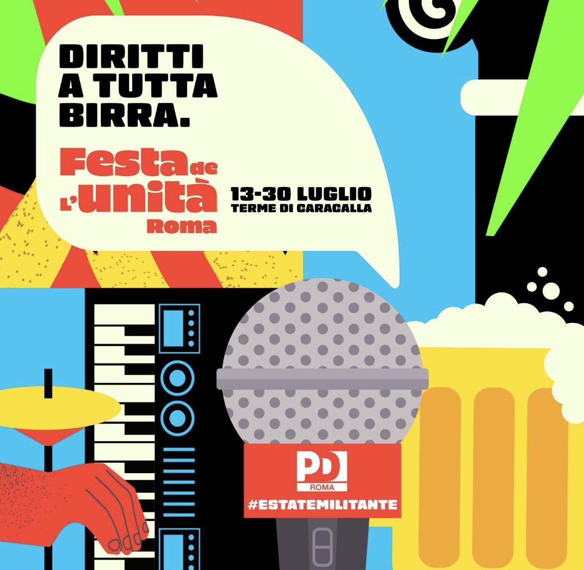 Torna la Festa de l’unità di Roma, dal 13 al 30 luglio. Eventi, dibattiti, iniziative, ristorazione e musica dal vivo: una festa nel solco dell’ #estatemilitante lanciata dalla Segretaria Elly Schlein. 

Vi aspettiamo tutte le sere alle Terme di Caracalla!