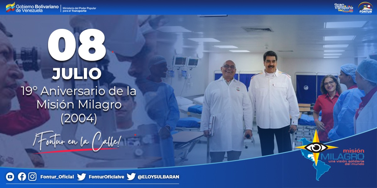 📅 Tiene el propósito de ayudar a aquellas personas con bajos recursos para que puedan ser operadas de distintos problemas oculares. 

#GeneraciónTricolor 
#FonturEnLaCalle 

<a href="/NicolasMaduro/">Nicolás Maduro</a> 
<a href="/NestorLReverol/">Néstor Reverol</a> 
<a href="/FonturOficialve/">Fontur</a> 
<a href="/rvaraguayan/">Ramón Celestino Velásquez Araguayán</a> 
<a href="/hectorojasve/">Héctor Rojas</a> 
<a href="/ELOYSULBARAN/">Eloy Chiquitín</a>