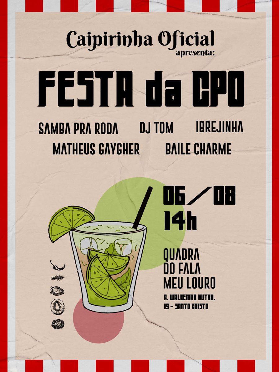 FALA FAMILIA!!! 
Nossa primeira edição, domingão com essa galera foda!
📍Rua Waldermar Dutra 19 Santo Cristo
LISTA VIP PROS CRIAS 
link.shotgun.live/festa-da-cpo
