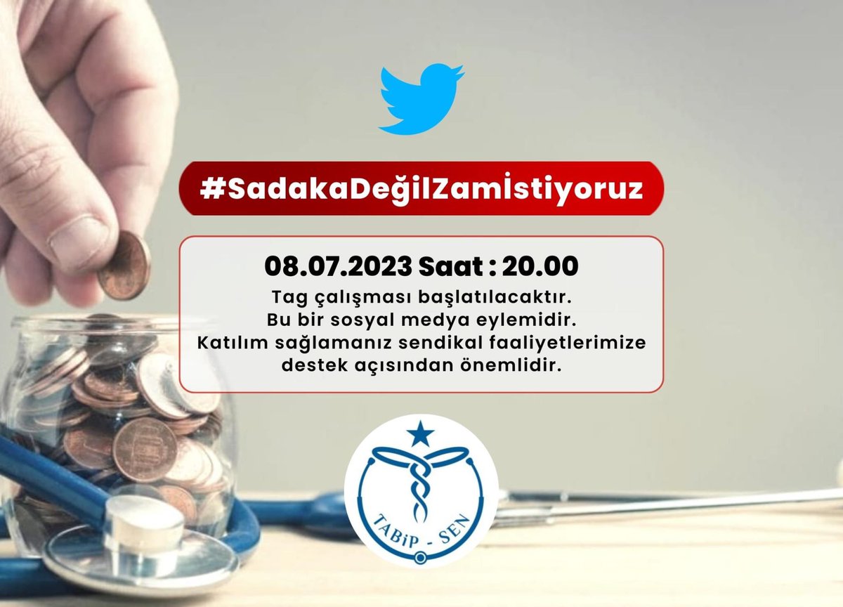 Hekimlere ve sağlık çalışanlarına reva görülen asgari ücretin altında kalmış taban aylığı ile yoksulluk sınırı altındaki geliri ve enflasyona ezilen maaşları kabul etmiyoruz. 
Hem çalışırken hem de emeklilikte insanca yaşamaya yetecek ücret istiyoruz.

👉🏻 #SadakaDeğilZamİstiyoruz